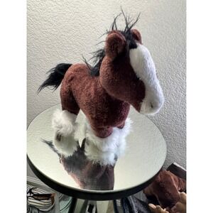 Ganz Webkinz Clydesdale Horse Plush‎ Stuffed Animal Brown White Fluffy